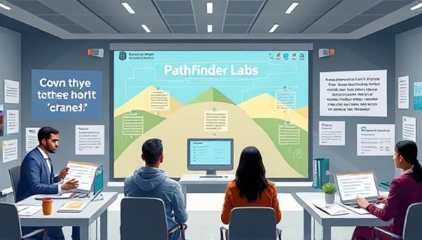 An inspiring digital scene depicting individuals embarking on a career exploration journey within PathFinder Labs, engaging in self-reflection exercises, goal-setting activities, and mentorship sessions, surrounded by motivational quotes and career roadmap visuals, guiding them towards fulfilling and purpose-driven career paths.