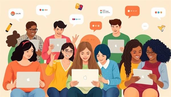 A visually engaging graphic showcasing a diverse group of individuals using laptops and smartphones, interacting with the LexiAI platform while learning various languages, symbolizing inclusivity and modern learning methods.