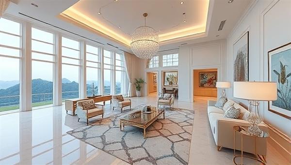 An immersive 3D virtual tour experience showcasing a luxurious property interior with interactive navigation, informative hotspots, and a live chat feature for real-time agent assistance, creating a captivating and realistic virtual viewing environment.