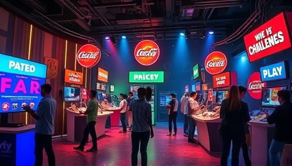 An immersive gaming environment where players interact with branded elements and complete challenges to win prizes, showcasing the excitement and engagement of gamified advertising contests offered by AdVenture Play.