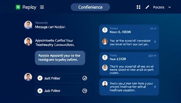 An interactive telehealth communication platform interface displaying a secure messaging thread between a doctor and a patient, appointment scheduling options, and access to medical records, emphasizing convenience and confidentiality in virtual healthcare interactions.