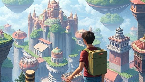 An artistic representation of a player exploring a virtual world while engaging in language learning activities, interacting with in-game characters, deciphering language puzzles, and immersing in cultural experiences, illustrating the fusion of gaming and language education in a dynamic and interactive setting.