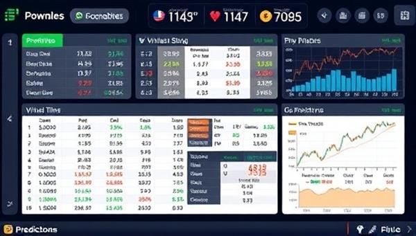 An interactive stock market dashboard displaying virtual stock portfolios, real-time performance graphs, and user predictions, creating a dynamic and engaging environment that represents the gamified and educational experience of StockBet Prognostics