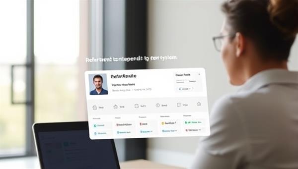 An image showcasing a professional referring a candidate to a job opening on the ReferRelate platform, with a transparent reward system displayed, symbolizing the collaborative and incentivized nature of peer-to-peer referrals facilitated by ReferRelate.