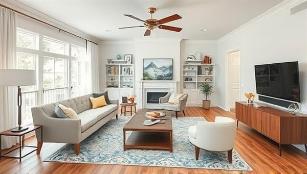 An AR visualization of a living room renovation project, where virtual furniture, colors, and fixtures are superimposed onto the existing space, demonstrating the transformative power of AR technology in home renovation planning.