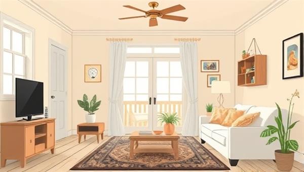 An illustration of a traditional home interior with smart devices seamlessly integrated, showcasing the convenience and modernization of smart home automation through retrofit kits.