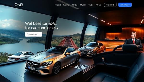 A virtual concierge desk showcasing a selection of premium car rentals, elegant interiors, and scenic driving routes, with images of luxury vehicles, chauffeurs, and personalized service options, evoking sophistication and exclusivity in the car rental experience.