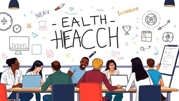 A dynamic and energetic visual representation of a health tech hackathon event, featuring teams of diverse professionals collaborating on laptops, sketching ideas on whiteboards, and engaging in lively discussions, capturing the spirit of innovation and teamwork in solving healthcare challenges through technology.