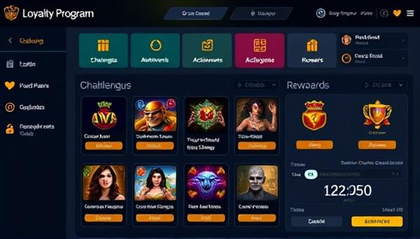 An interactive loyalty program dashboard showcasing various challenges, achievements, and rewards available for players to unlock, creating a sense of progression and excitement within the online casino environment.
