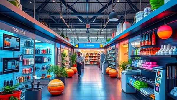 A vibrant digital marketplace interface showcasing a diverse array of health tech gadgets, wellness products, and virtual services, highlighting the convenience and accessibility of exploring cutting-edge healthcare solutions on WellnessHub Exchange.