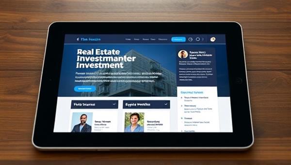 An online learning platform interface on a tablet screen, featuring real estate investment courses, expert-led webinars, and interactive tools for analyzing property market trends, providing a comprehensive educational experience for aspiring investors.