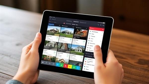An engaging online auction interface on a tablet screen, featuring multiple property listings, real-time bidding updates, and interactive tools for participants, creating a dynamic and user-friendly virtual auction experience for real estate transactions.