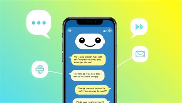 An artistic representation of a smartphone screen displaying a friendly chatbot interface with financial advice bubbles, icons representing budgeting and investing, and a smiling virtual assistant, creating a user-friendly and engaging experience.