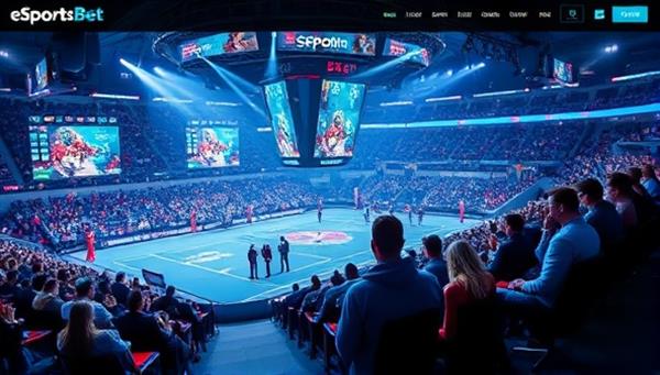 An exciting visual of the eSportsBet Arena interface featuring live esports matches, real-time betting odds, and interactive features for users to engage with the gaming community and place bets on their favorite teams, capturing the thrill and excitement of esports betting in a virtual arena setting.