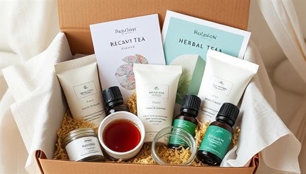 An aesthetically pleasing image of a wellness subscription box filled with luxurious self-care products, herbal teas, essential oils, and wellness guides, creating a sense of relaxation and indulgence in a monthly wellness ritual.