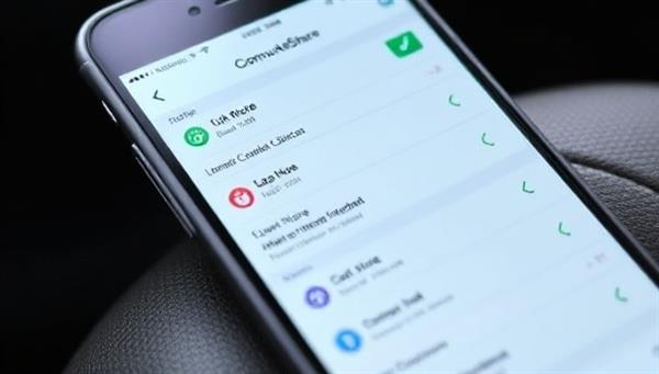 A smartphone screen displaying the CommuteShare app interface with various route options and matching preferences, symbolizing the convenience and environmental benefits of carpooling with the app.