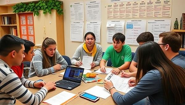 A dynamic financial literacy boot camp session in progress, with teenagers engaged in group discussions, money management exercises, and investment simulations, surrounded by financial literacy resources, calculators, and budgeting tools, fostering a culture of financial empowerment and smart decision-making among young adults.