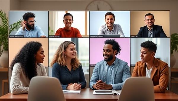 An engaging visual of a diverse group of individuals interacting online through the TinyCapital platform, discussing investment opportunities, sharing insights, and collaborating in a virtual investment club setting, promoting inclusivity and community in investing.