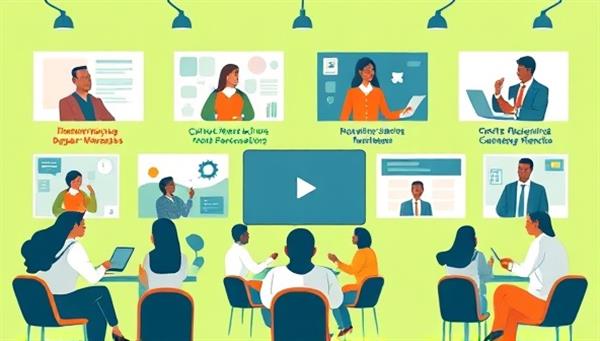 A virtual career development hub featuring interactive career workshops, professional networking events, resume-building tools, and a diverse group of professionals engaging in skill-building activities and mentorship sessions, creating a dynamic and supportive environment for career growth and advancement.