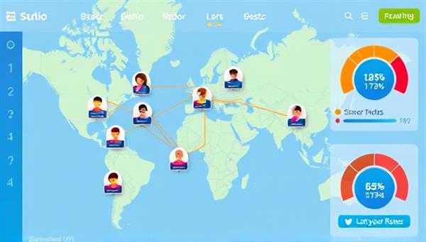 An engaging digital platform interface displaying a map with interconnected routes and profiles of users sharing rides, accompanied by colorful reward badges and points accumulation meters, encouraging participation and community building.