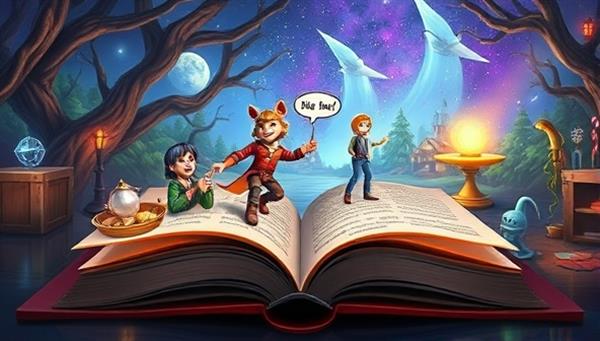 An image of a virtual storybook opening to reveal a fantastical and immersive narrative world filled with branching paths, interactive elements, and captivating characters, inviting players to embark on personalized storytelling adventures within the subscription service.