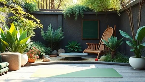 A tranquil virtual zen garden with calming nature sounds, a virtual yoga mat with a serene background, a meditation instructor guiding participants through a mindfulness session, and a virtual community circle sharing positive affirmations and gratitude, creating a peaceful and harmonious wellness space.