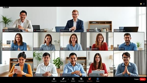 An international virtual classroom setting with diverse professionals engaging in language exercises, cultural exchange activities, and team-building exercises, representing a collaborative and immersive learning environment for global language training.