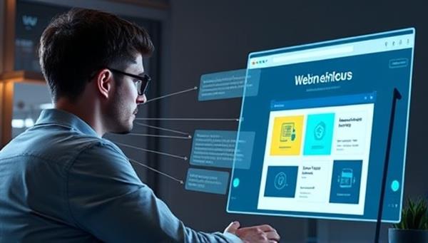 An engaging visual of a designer receiving real-time AI feedback on a website design, with the tool highlighting areas for improvement and suggesting design enhancements, showcasing the efficiency and effectiveness of DesignCritiqueAI in web design reviews.