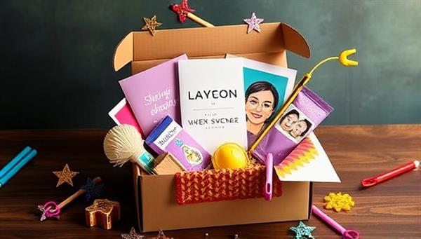 An aesthetically pleasing image of a beautifully designed subscription box filled with colorful design elements, inspiring creativity and excitement for DesignInABox subscribers.