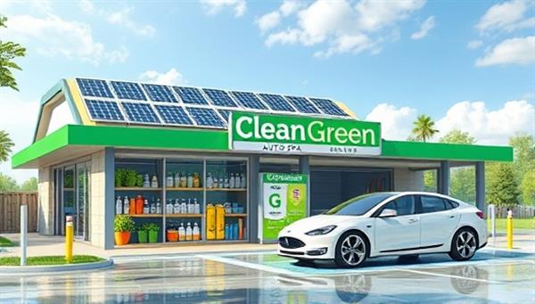 An artistic rendering of CleanGreen Auto Spa