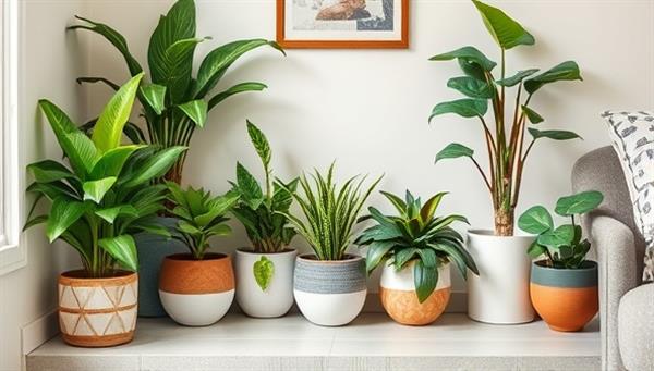 An aesthetically pleasing plant corner in a cozy home setting, featuring a variety of lush green plants in decorative pots from Botanic Box, creating a harmonious and vibrant indoor oasis that inspires plant lovers and interior design enthusiasts alike.
