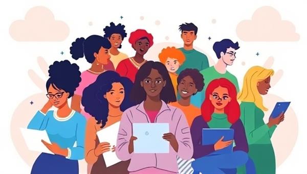 An engaging digital illustration of diverse Gen Z individuals networking, attending virtual workshops, and receiving mentorship advice through the CareerForge GenZ platform, symbolizing empowerment, growth, and career success for the next generation of professionals.