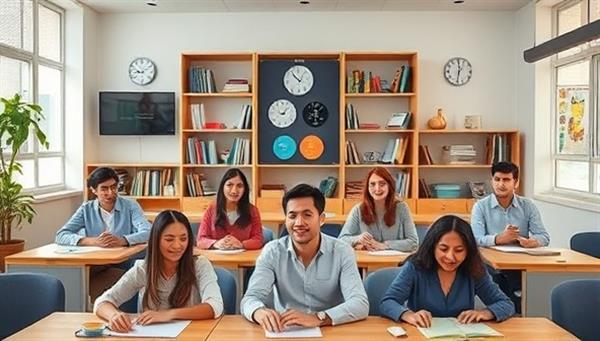 An engaging virtual classroom environment with diverse language learners interacting, practicing vocabulary, and exploring cultural nuances, highlighting the dynamic and interactive language learning experience offered by the platform.