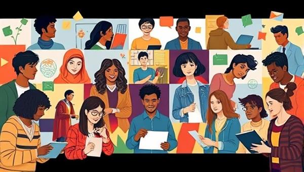 A captivating visual representation of diverse students from various cultural backgrounds engaging in virtual study sessions, exchanging ideas, and collaborating on academic projects, illustrating the inclusive and collaborative nature of StudySync Network.