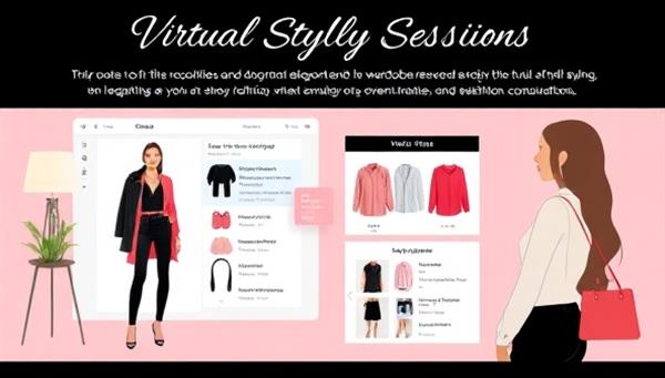 A chic and stylish visual representation of a virtual fashion styling session, featuring a virtual stylist presenting outfit recommendations, style inspirations, and wardrobe suggestions to a client through a digital interface, embodying elegance, creativity, and personalized fashion expertise in a virtual styling consultation.