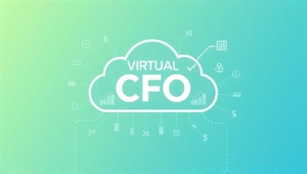 An abstract representation of a virtual CFO service, showcasing a cloud icon with financial graphs and charts flowing into it, symbolizing seamless financial management and decision-making from anywhere.