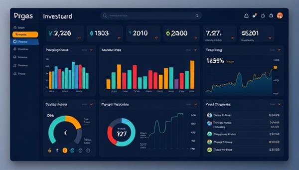 An interactive online dashboard displaying real-time investment data, property performance metrics, and personalized recommendations for clients, conveying a sense of professionalism and data-driven insights.