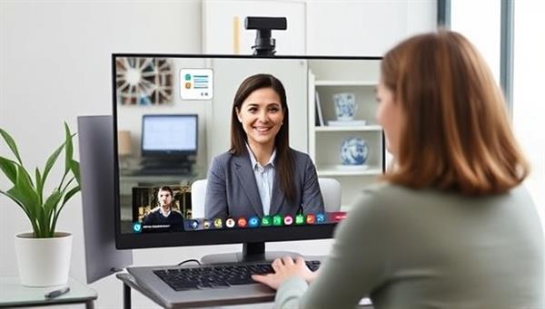 An online career counseling session in progress, featuring a virtual career coach providing advice to a client through a video call, with career-related resources and tools visible on the screen, symbolizing professional guidance and support in navigating career choices.