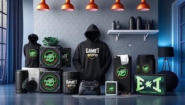 A visually striking image featuring a collection of gaming merchandise designed by LevelUp Creations Co., including apparel, accessories, and decor items displayed in a stylish and modern setting, highlighting the creativity, quality, and diversity of gaming-inspired products offered by the design studio.