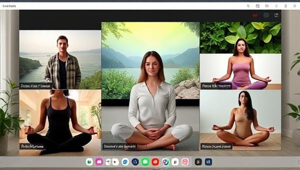An online holistic healing workshop setting with participants engaging in meditation and energy healing practices led by a knowledgeable facilitator, surrounded by calming nature imagery and soothing background music, creating a serene and transformative virtual experience.