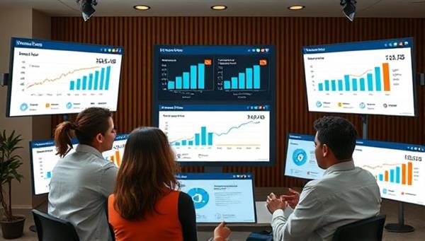 An engaging visual of a diverse group of individuals engaged in a virtual financial planning session, with interactive charts, financial goals, and progress trackers displayed on screens around them, conveying empowerment and financial growth through personalized guidance.