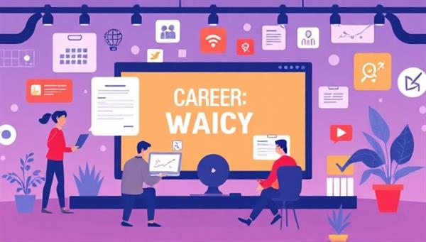 An engaging digital illustration of a virtual career development workshop, featuring professionals sharing insights on job search strategies, resume tips, and interview preparation techniques on a dynamic online platform, surrounded by virtual networking opportunities and career resources, symbolizing growth and success.