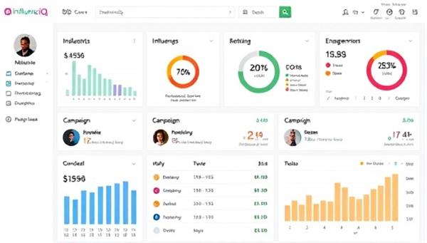An interactive dashboard displaying detailed influencer metrics, engagement rates, and campaign performance data, symbolizing the data-driven approach and strategic insights provided by InfluenceIQ.