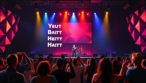 An interactive virtual concert setting with a stage, cheering avatars, and personalized song requests appearing in real-time, showcasing the dynamic and engaging concert experience offered by the platform.