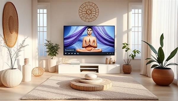 An image of a serene virtual retreat setting with tranquil beauty decor, wellness products, and a digital screen displaying a live beauty workshop or guided meditation session, creating a peaceful and immersive beauty wellness experience for subscribers to enjoy from home.