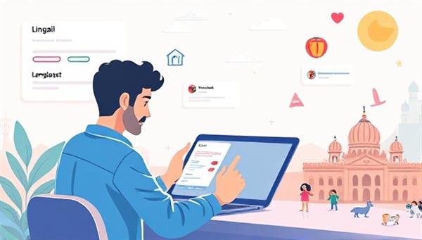 An animated illustration of a user interacting with the LingoAI app, engaging in language exercises, receiving instant feedback, and exploring diverse cultural modules, showcasing a modern and immersive language learning experience.