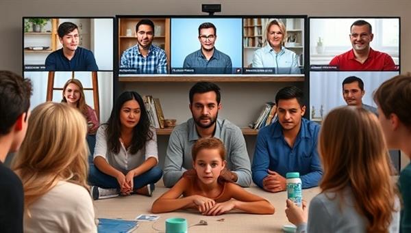 An educational webinar scene with a diverse group of participants engaging in a virtual pet first aid training session, displaying a blend of seriousness and learning in a digital learning environment focused on pet safety and rescue skills.