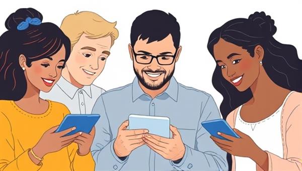 An illustrative graphic depicting a diverse group of investors engaging with the MicroEstate platform on their devices, showcasing the accessibility and inclusivity of real estate micro-investing for individuals from various backgrounds.