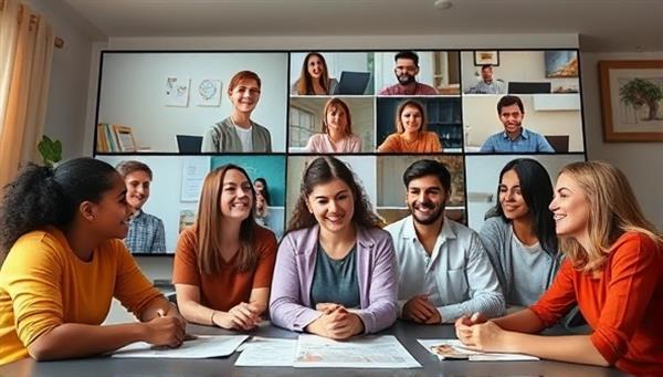 A virtual support group meeting scene showing diverse individuals connecting through an online platform, sharing experiences, offering support, and engaging in therapeutic activities, creating a sense of unity and empowerment in mental health recovery.