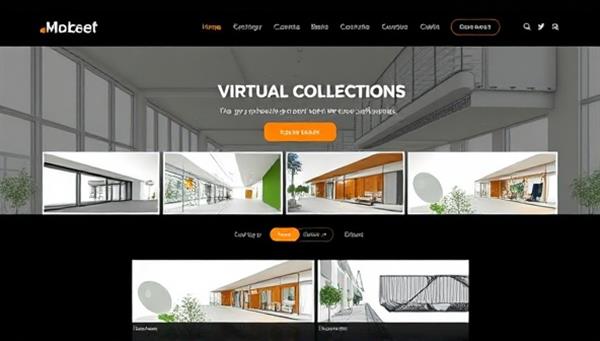 An online architectural concept store homepage featuring a virtual gallery of design collections, sketches, and mood boards, with a diverse range of architectural styles and themes, inviting visitors to explore and purchase creative design concepts.